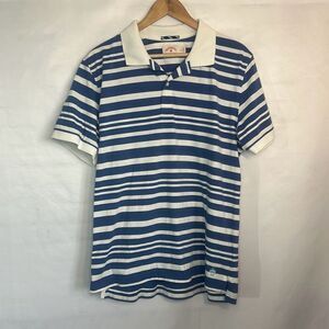 Brooks Brothers Red Fleece Mens Blue White Striped Polo XL Short Sleeve LOOK‎
